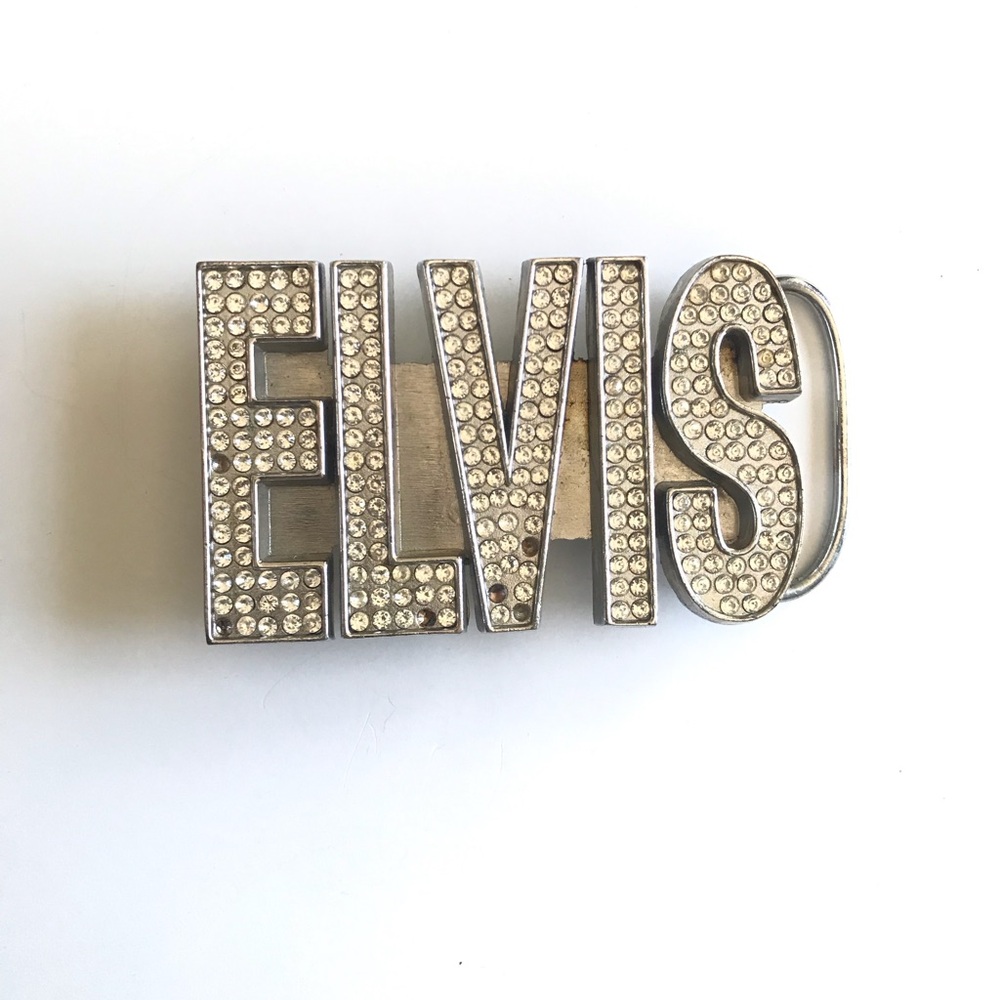 Silver 'ELVIS' Rhinestone Belt Buckle